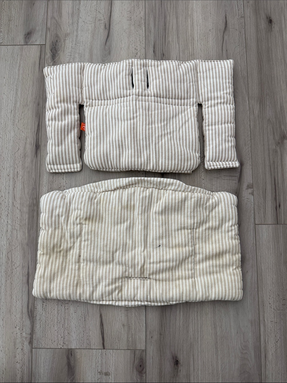 Stokke brand Striped Neutral Baby Seat Insert and Cushion